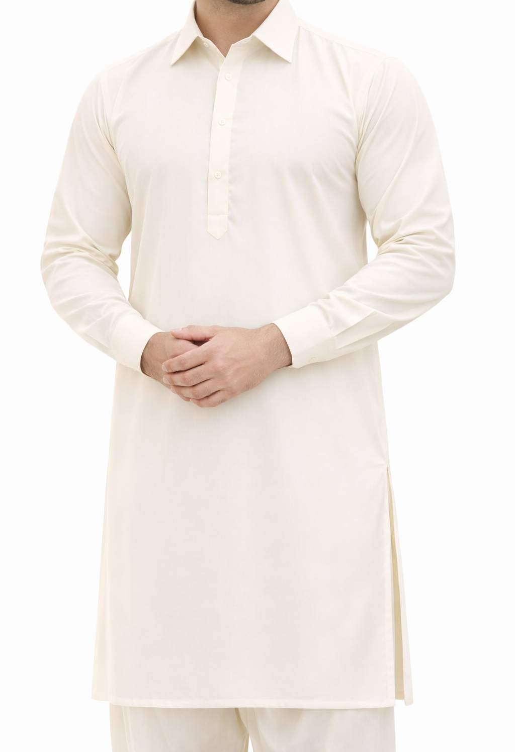 Plain Off-White Shalwar Kameez - Wash n Wear