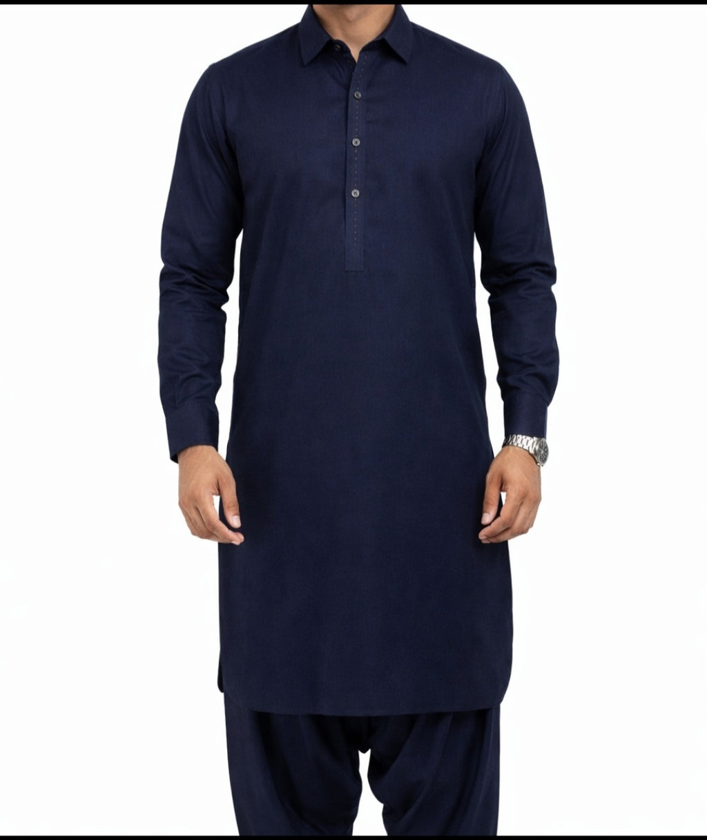 Navy Blue Designer Shalwar Kameez - Wash n Wear